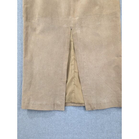 Bagatelle Leather Skirt Womens Size 14 Tan Suede Straight Zipper in the Front - Picture 7 of 13